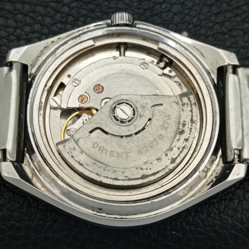 Vintage 1979 Orient Automatic Mens Silver Watch W/daydate & Gold accents - Picture 9 of 10